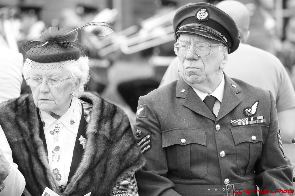 Older man and woman in military uniform