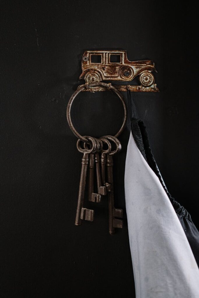 Gold Key Holder on Black Wall